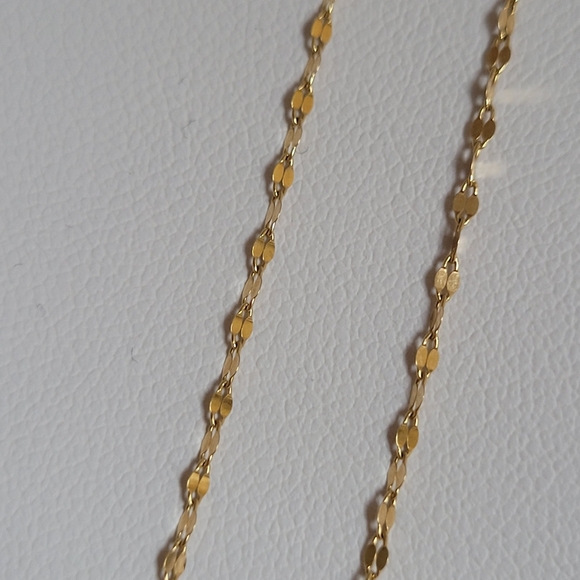 18k Solid Yellow Gold Natural Australian Fire Opal Cabochon & Chain Necklace. - Picture 5 of 6